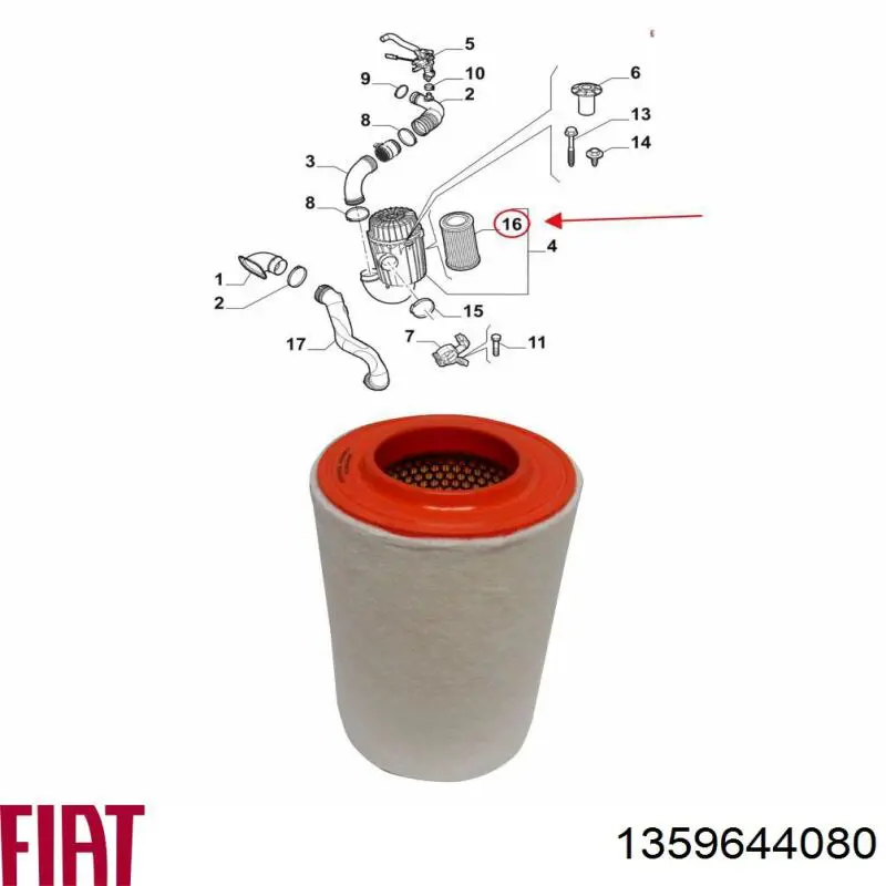 1359644080 Fiat/Alfa/Lancia Filtro de aire de motor