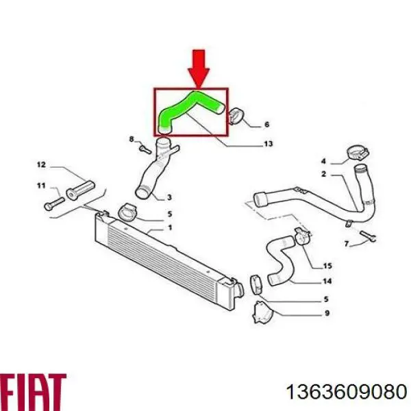 Manguera del intercooler Fiat/Alfa/Lancia 1363609080 precio, desde 32,06 EUR