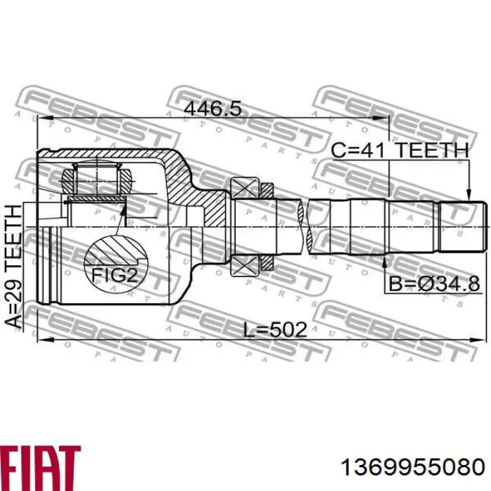 Comprar 1369955080 Fiat/Alfa/Lancia Junta homocinética interna delantera derecha