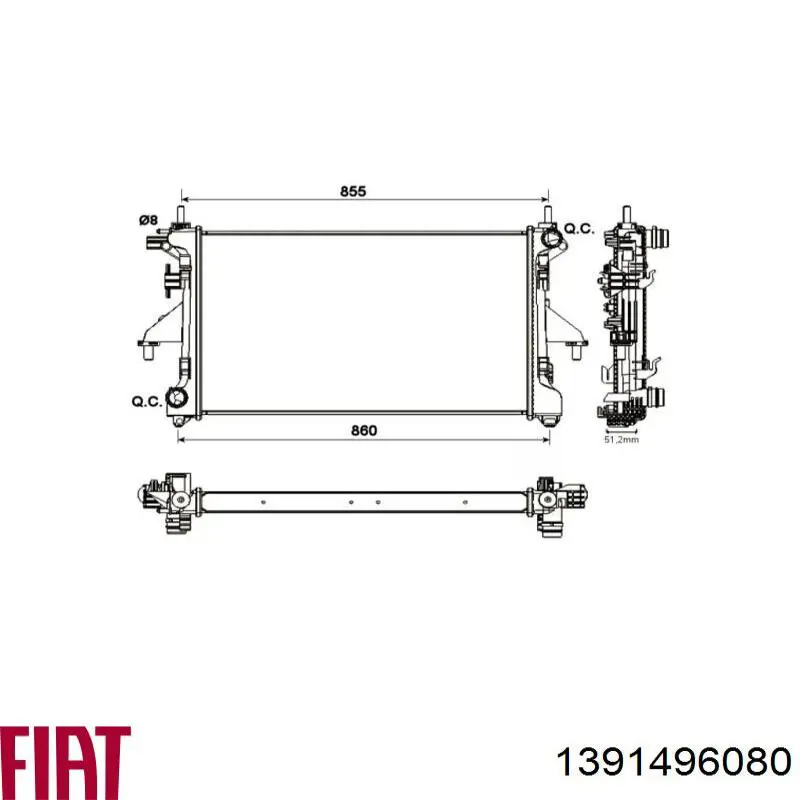 Radiador 1391496080 Fiat/Alfa/Lancia