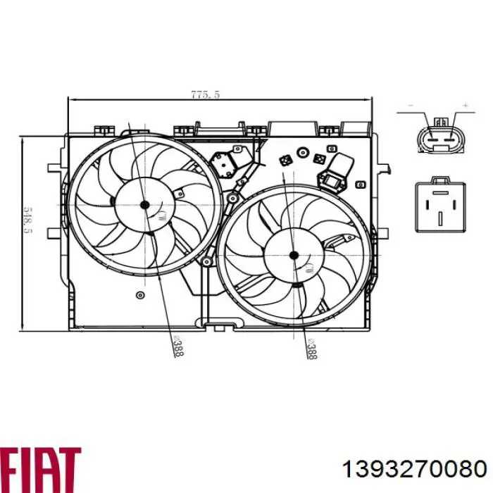 1393270080 Fiat/Alfa/Lancia difusor de radiador, ventilador de refrigeración, condensador del aire acondicionado, completo con motor y rodete