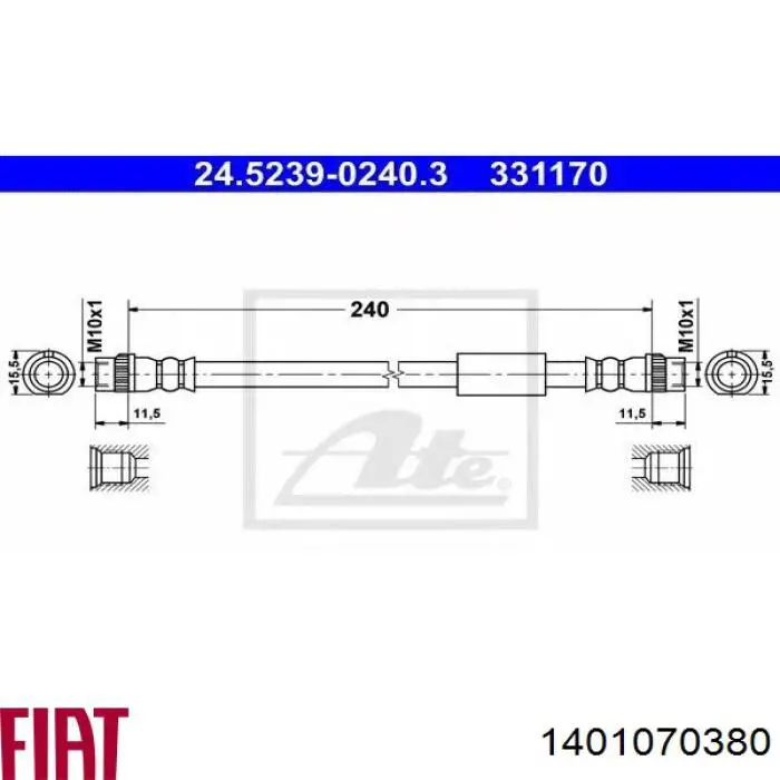 Manguera de freno trasera Fiat/Alfa/Lancia 1401070380 precio, desde 6,17 EUR
