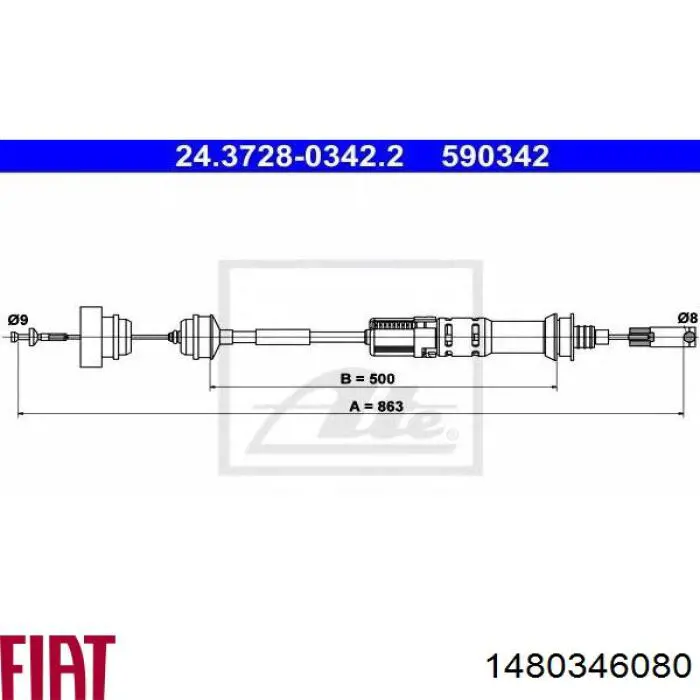 Cable de embrague 1480346080 Fiat/Alfa/Lancia