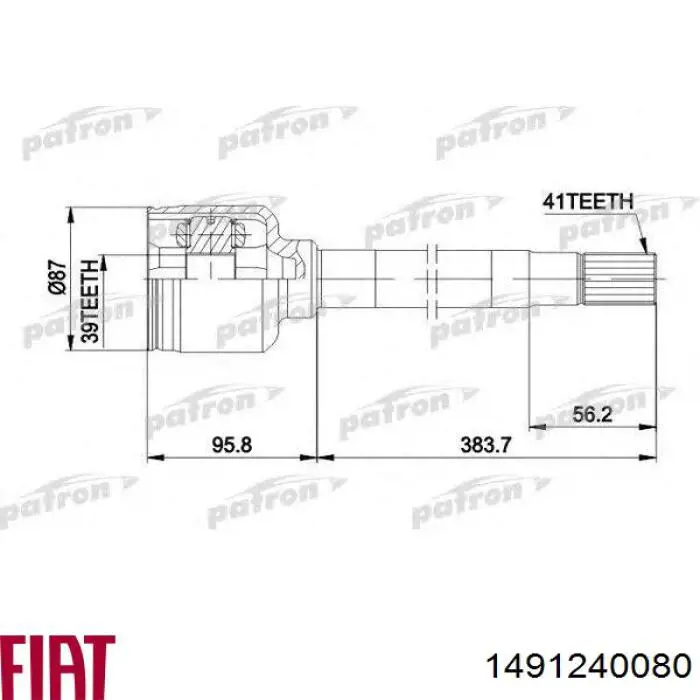 1491240080 Fiat/Alfa/Lancia Semieje delantero derecho