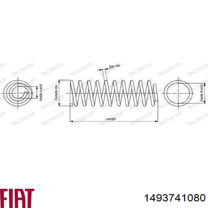 1493741080 Fiat/Alfa/Lancia muelle de suspensión eje trasero