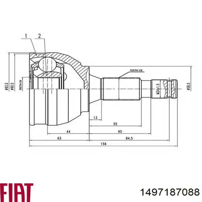 1497187088 Fiat/Alfa/Lancia árbol de transmisión delantero izquierdo