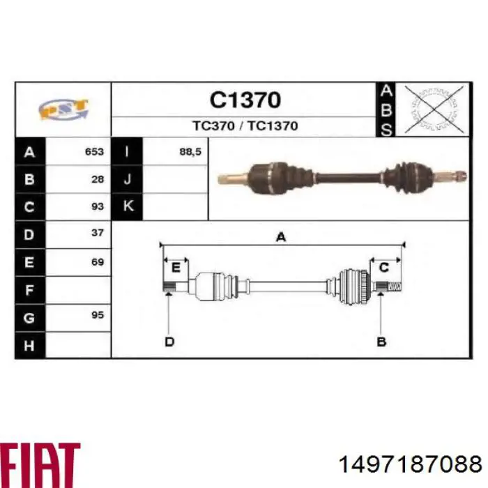 1497187088 Fiat/Alfa/Lancia Semieje delantero izquierdo