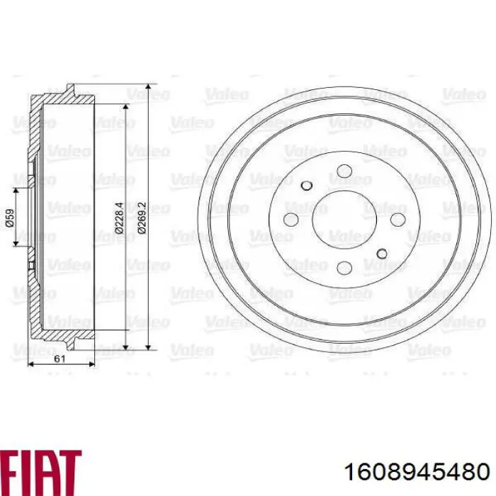 1608945480 Fiat/Alfa/Lancia freno de tambor trasero