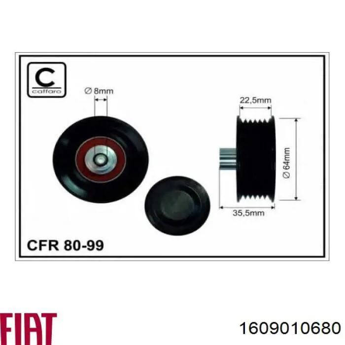 1609010680 Fiat/Alfa/Lancia polea inversión / guía, correa poli v