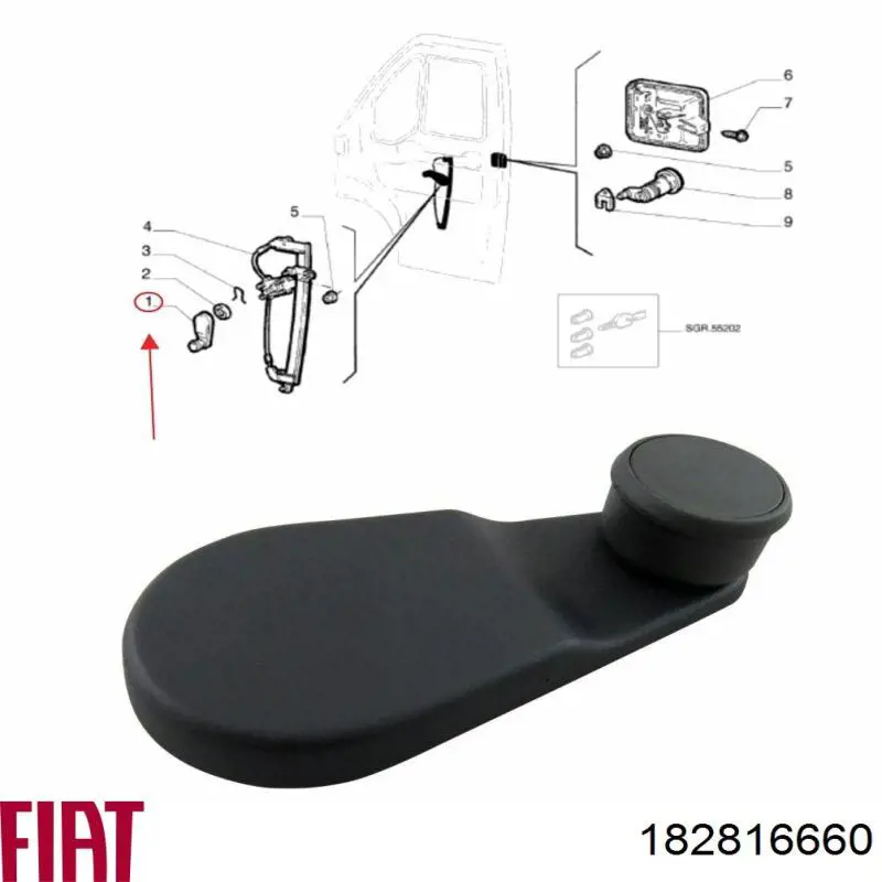Manivela de elevalunas de puerta delantera Fiat/Alfa/Lancia 182816660 precio, desde 27,59 EUR