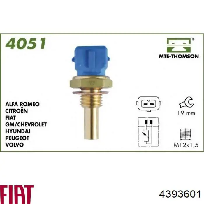 4393601 Fiat/Alfa/Lancia sensor de temperatura del refrigerante