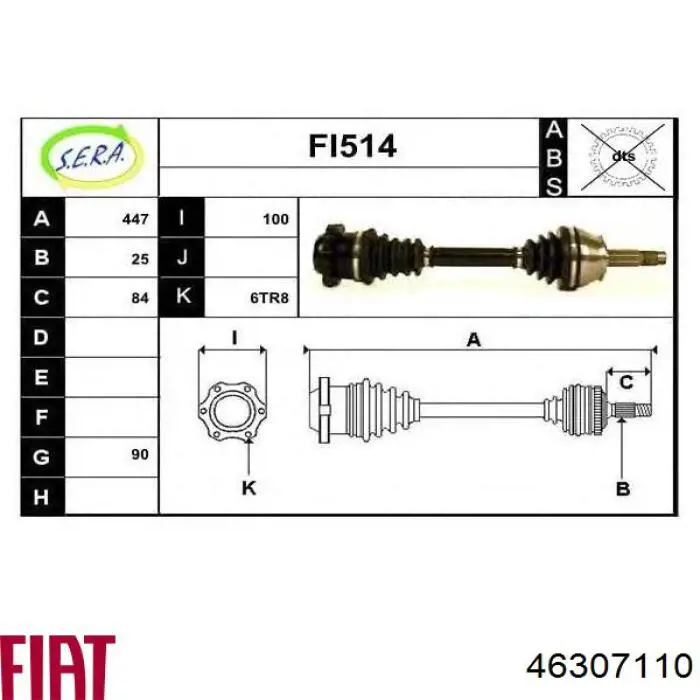 46307110 Fiat/Alfa/Lancia árbol de transmisión delantero izquierdo