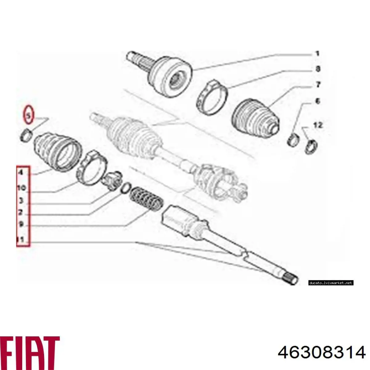46308314 Fiat/Alfa/Lancia Resorte interno de junta homocinética