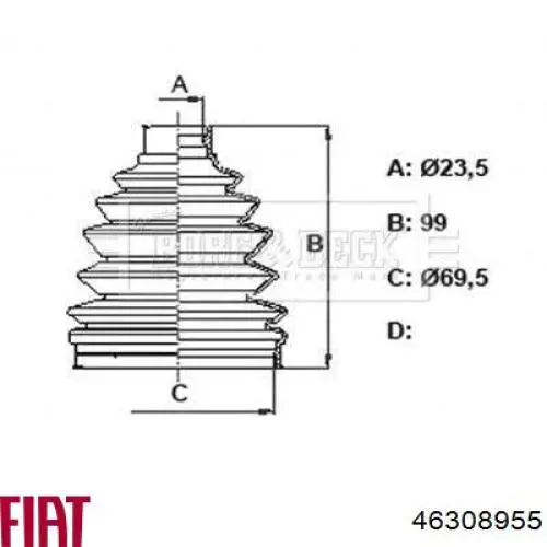 46308955 Fiat/Alfa/Lancia Fuelle palier delantero interior