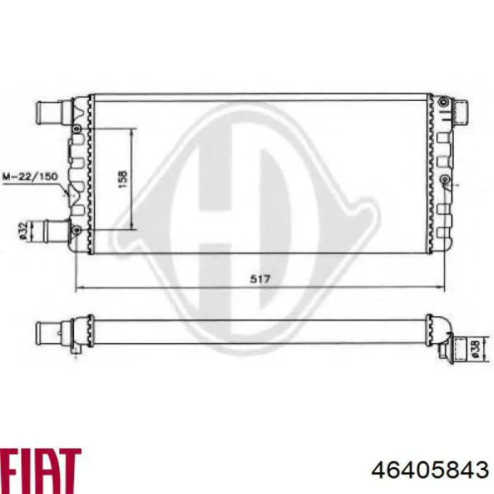 46405843 Fiat/Alfa/Lancia radiador refrigeración del motor