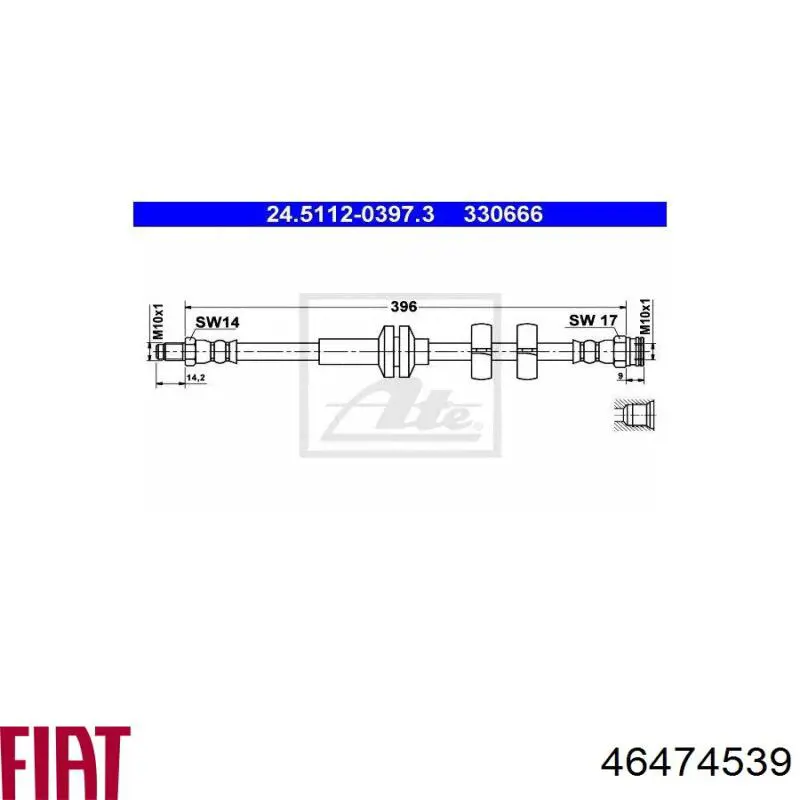 46474539 Fiat/Alfa/Lancia latiguillo de freno delantero