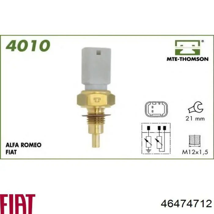 Comprar 46474712 Fiat/Alfa/Lancia Sensor de temperatura de agua