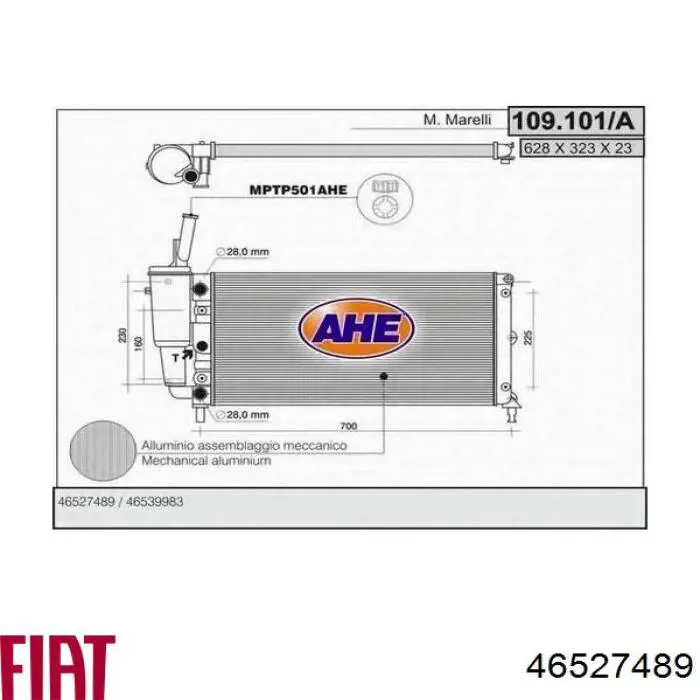 46527489 Fiat/Alfa/Lancia radiador refrigeración del motor