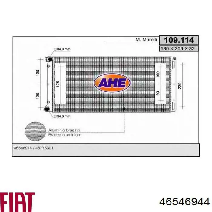 46546944 Fiat/Alfa/Lancia radiador refrigeración del motor
