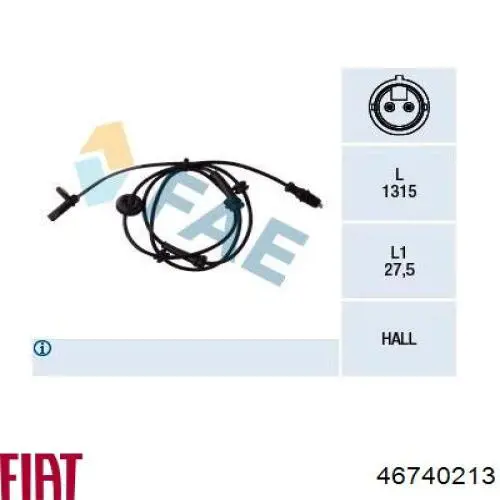 Comprar 46740213 Fiat/Alfa/Lancia Sensor ABS delantero derecho