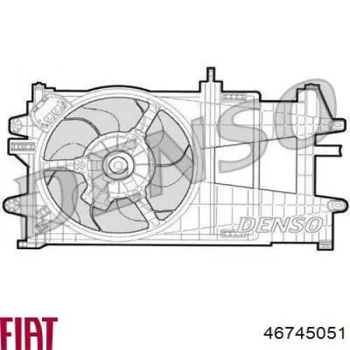 46745051 Fiat/Alfa/Lancia difusor de radiador, ventilador de refrigeración, condensador del aire acondicionado, completo con motor y rodete