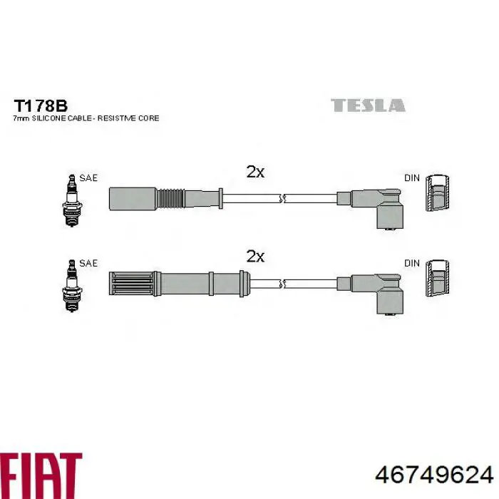 Cables de bujías 46749624 Fiat/Alfa/Lancia