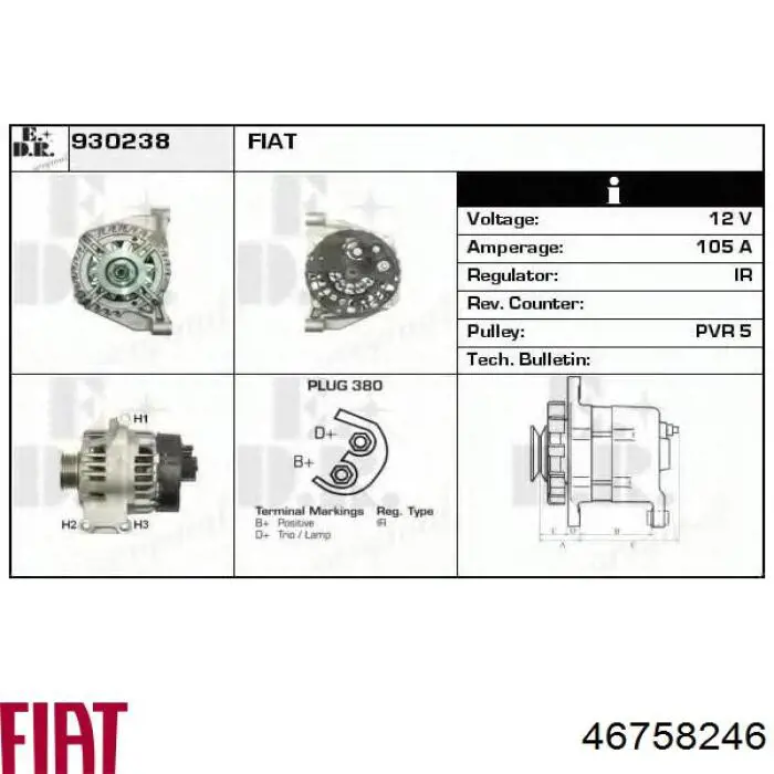 46758246 Fiat/Alfa/Lancia alternador