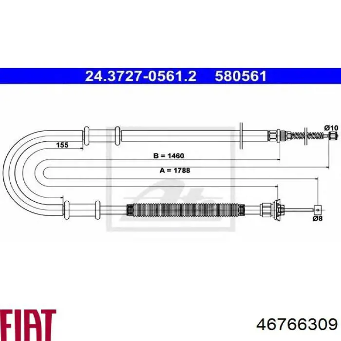 46766309 Fiat/Alfa/Lancia cable de freno de mano trasero izquierdo