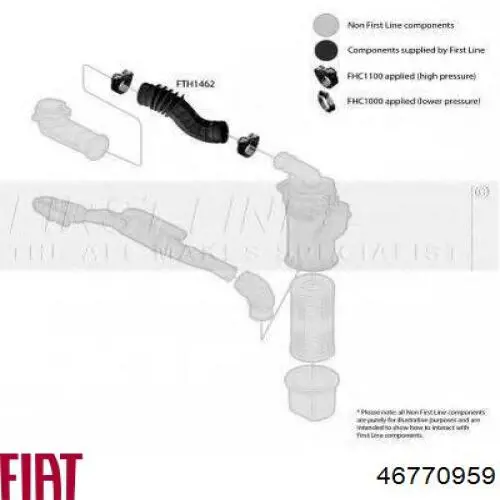 46770959 Fiat/Alfa/Lancia tubo flexible de aspiración, salida del filtro de aire