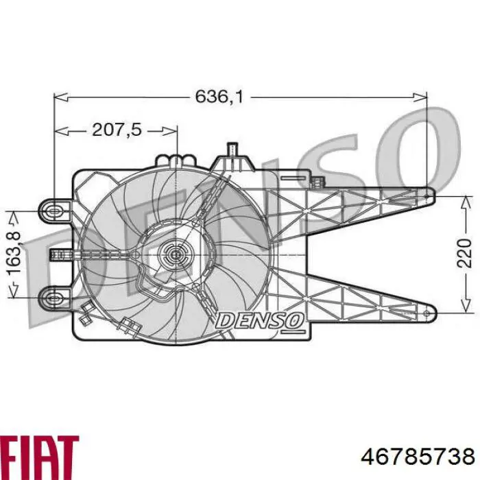 46785738 Fiat/Alfa/Lancia difusor de radiador, ventilador de refrigeración, condensador del aire acondicionado, completo con motor y rodete