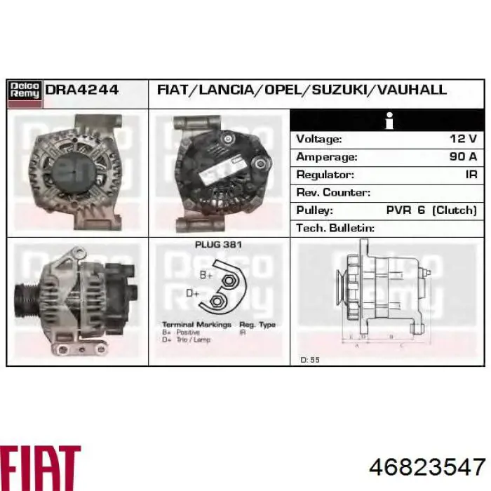 Alternador del motor Fiat/Alfa/Lancia 46823547 precio, desde 119,62 EUR