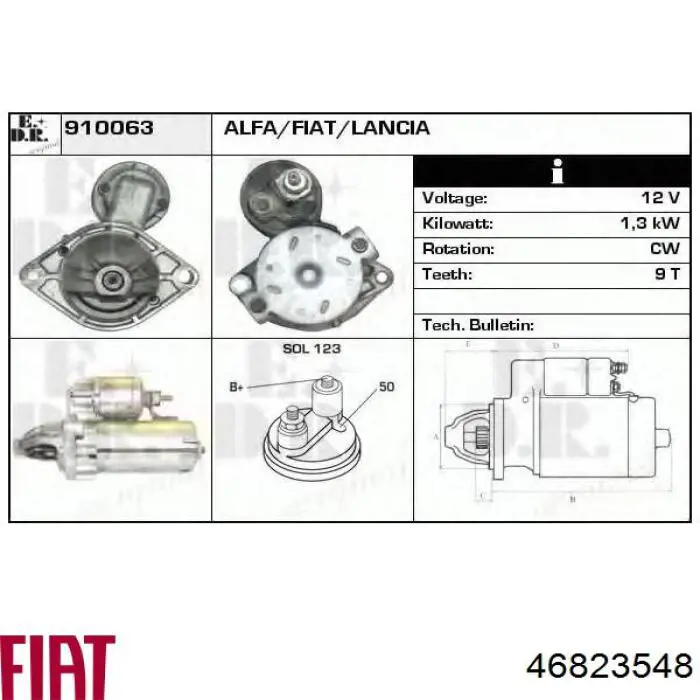 46823548 Fiat/Alfa/Lancia motor de arranque