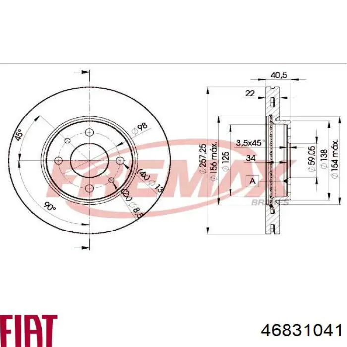 Disco de freno 46831041 Fiat/Alfa/Lancia