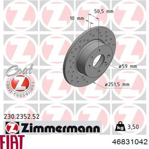 Comprar 46831042 Fiat/Alfa/Lancia Disco de freno trasero
