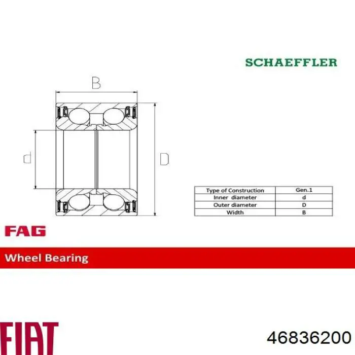 46836200 Fiat/Alfa/Lancia cojinete de rueda delantero