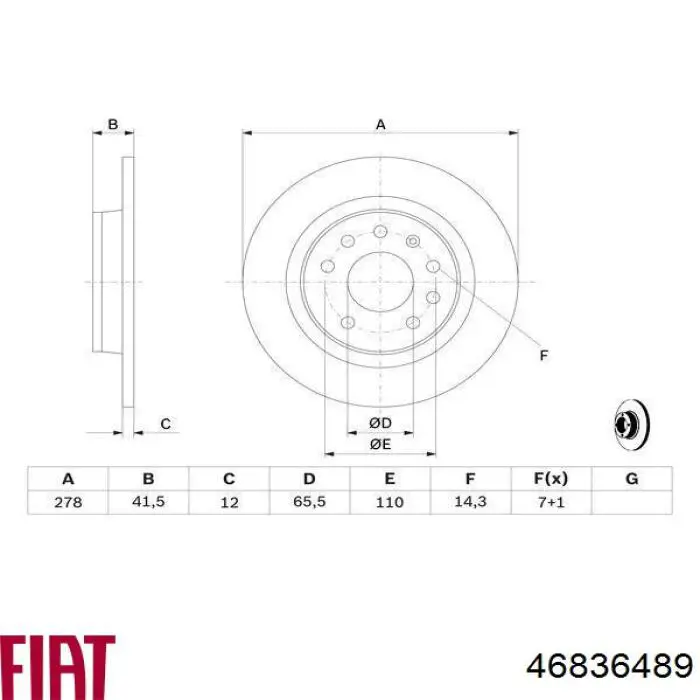 Disco de freno trasero 46836489 Fiat/Alfa/Lancia