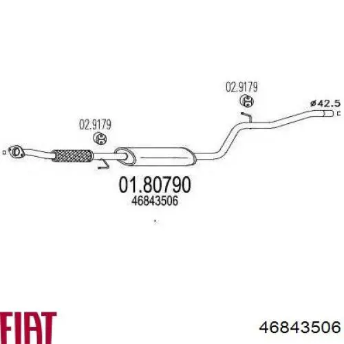 46843506 Fiat/Alfa/Lancia Silenciador central