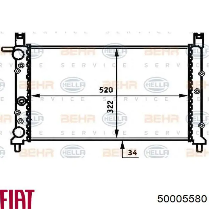 50005580 Fiat/Alfa/Lancia radiador refrigeración del motor