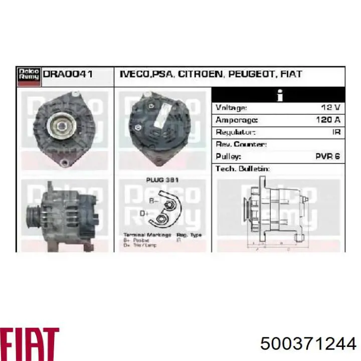 Generador Fiat/Alfa/Lancia 500371244