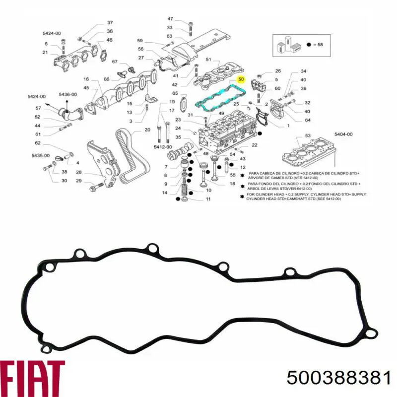 Comprar 500388381 Fiat/Alfa/Lancia Junta de tapa de balancines