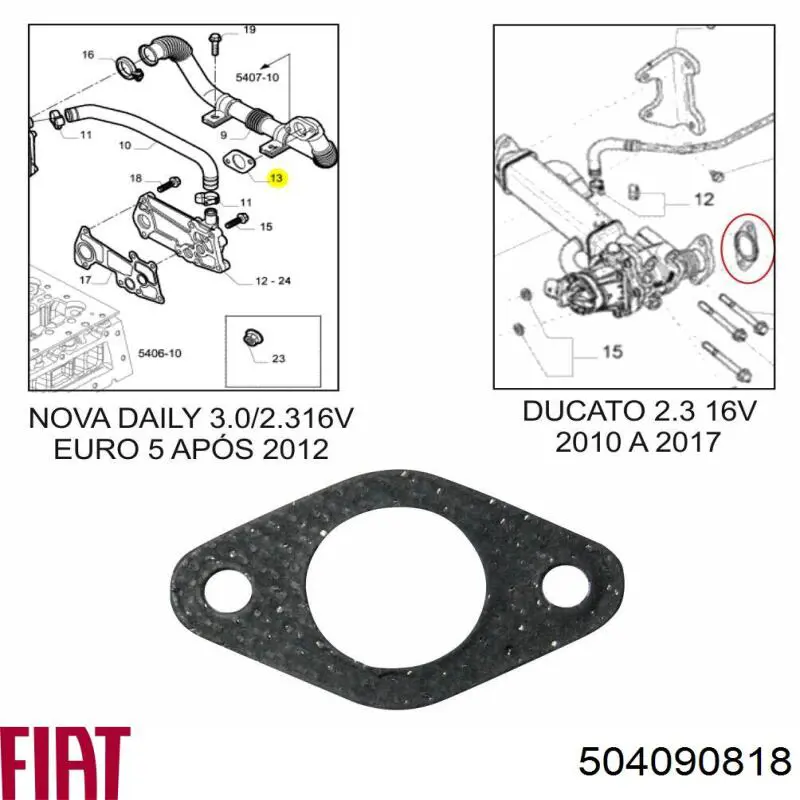 Junta de tapa de culata posterior para Fiat Ducato (250)
