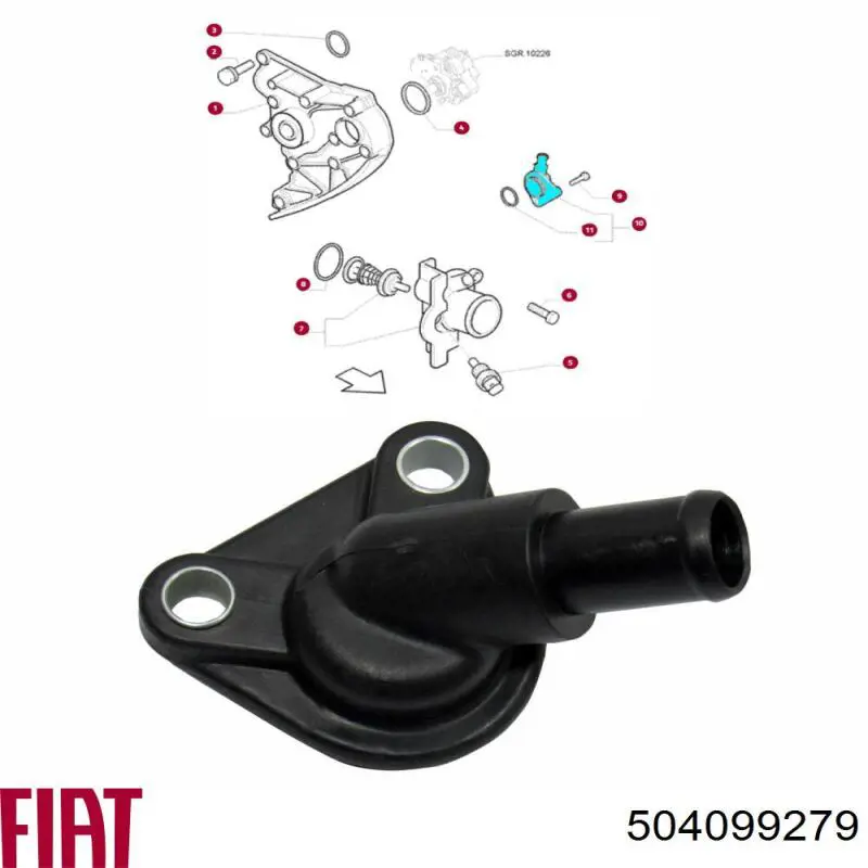 Brida del sistema de refrigeración (triple unión) Fiat/Alfa/Lancia 504099279 precio, desde 5,60 EUR