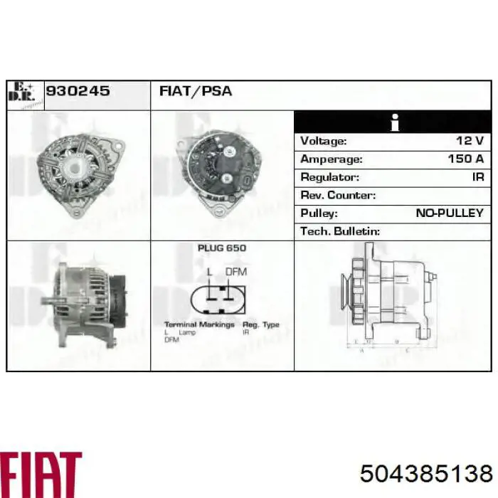 Alternador del motor Fiat/Alfa/Lancia 504385138 precio, desde 233,88 EUR