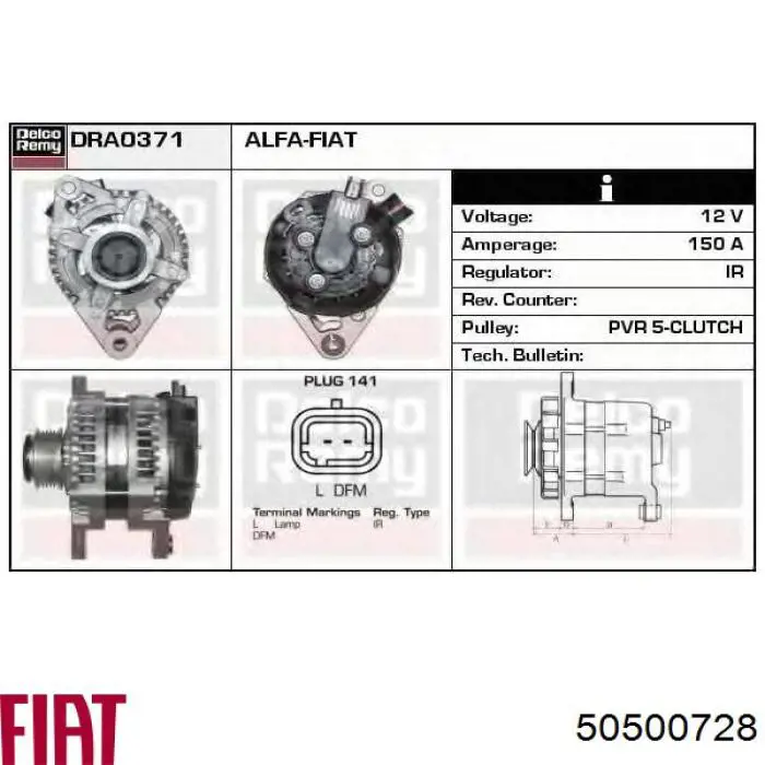 Alternador del motor Fiat/Alfa/Lancia 50500728 precio, desde 140,84 EUR