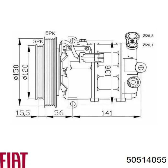 Compresor de aire acondicionado 50514055 Fiat/Alfa/Lancia