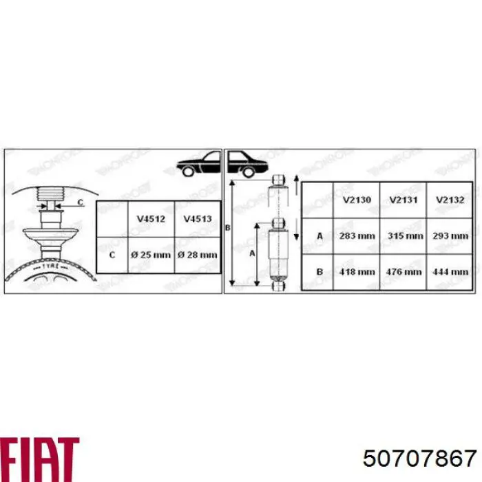 50707867 Fiat/Alfa/Lancia Amortiguador frontal