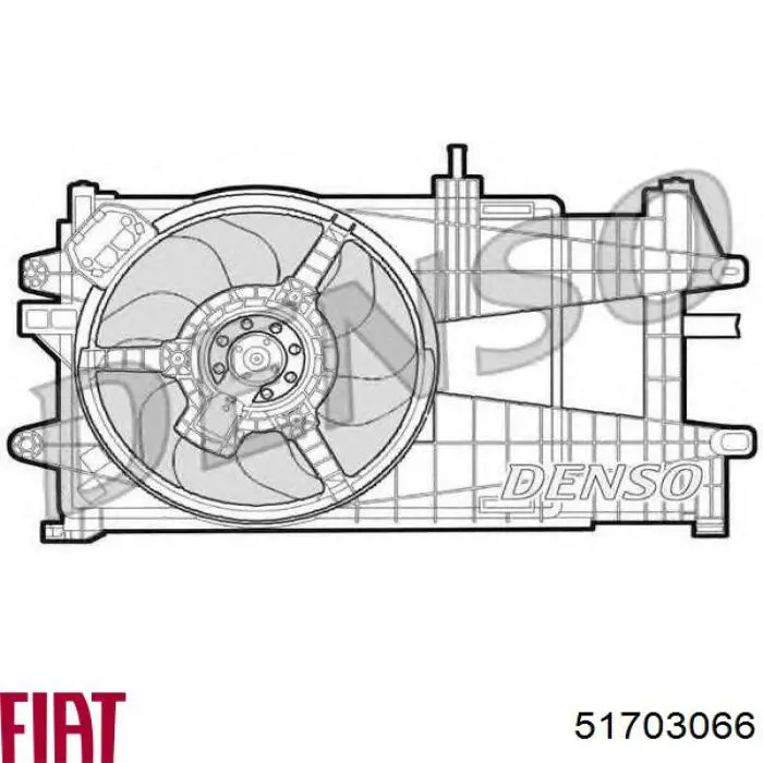 51703066 Fiat/Alfa/Lancia difusor de radiador, ventilador de refrigeración, condensador del aire acondicionado, completo con motor y rodete