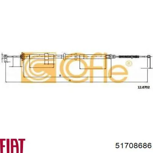 51708686 Fiat/Alfa/Lancia cable de freno de mano trasero izquierdo