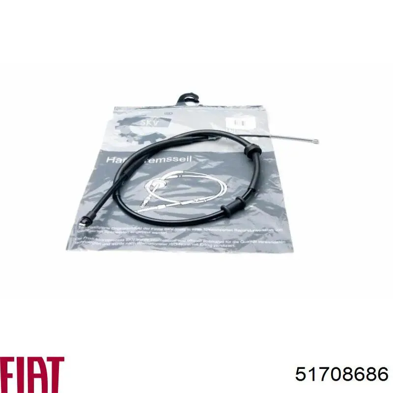Cable de freno de mano trasero izquierdo 51708686 Fiat/Alfa/Lancia