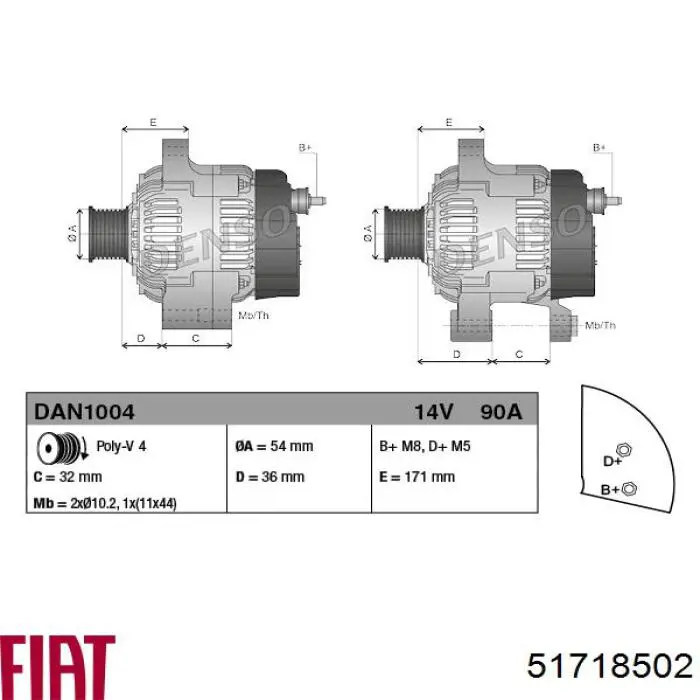 Alternador del motor Fiat/Alfa/Lancia 51718502 precio, desde 163,15 EUR